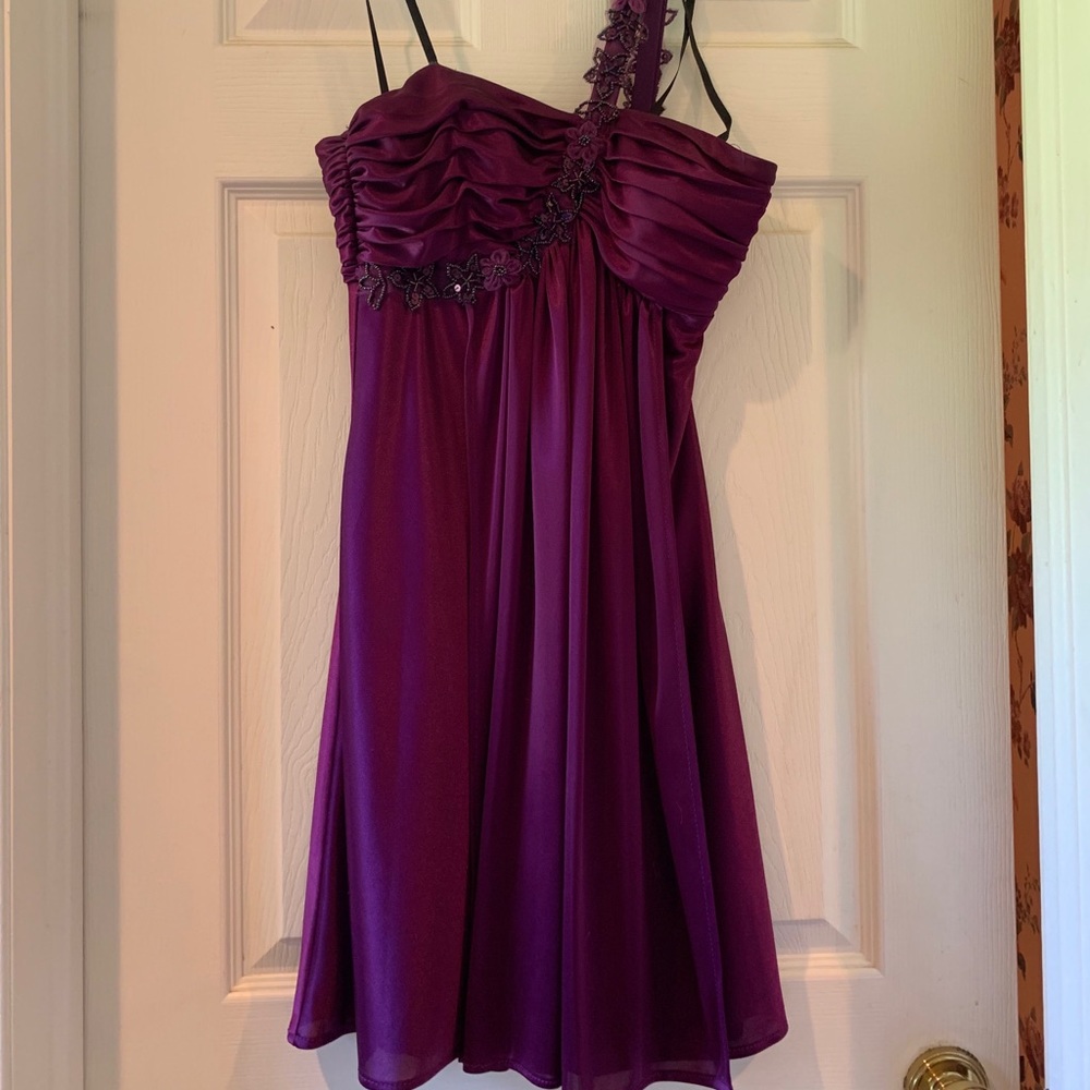 Magenta One Shoulder Dress - Great for Homecoming!
